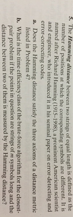 solved-5-the-hamming-distance-between-two-strings-of-equal-chegg