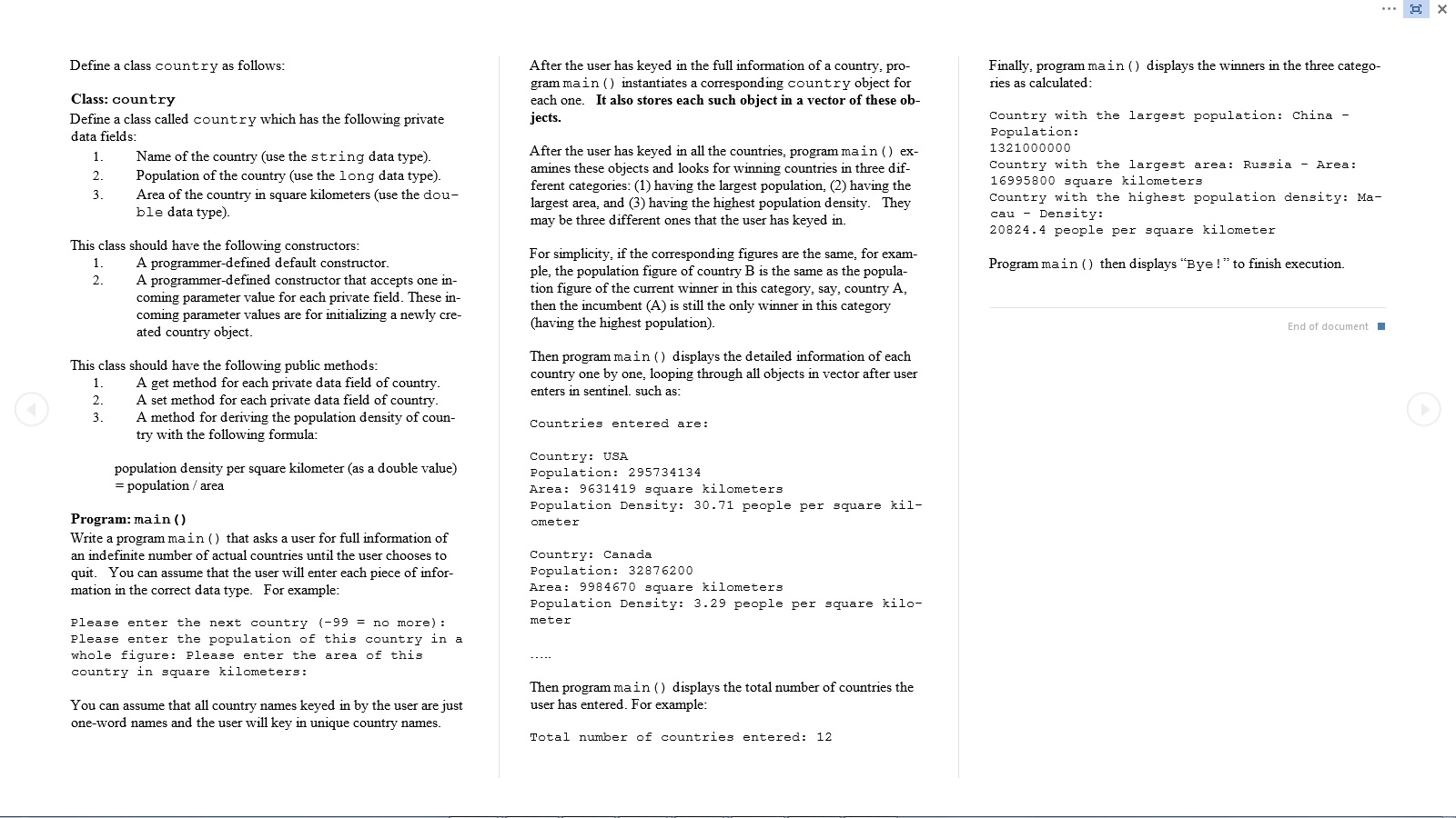 Solved C++ Program that asks you to write a class, and an | Chegg.com