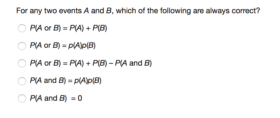 Solved For Any Two Events A And B, Which Of The Following | Chegg.com