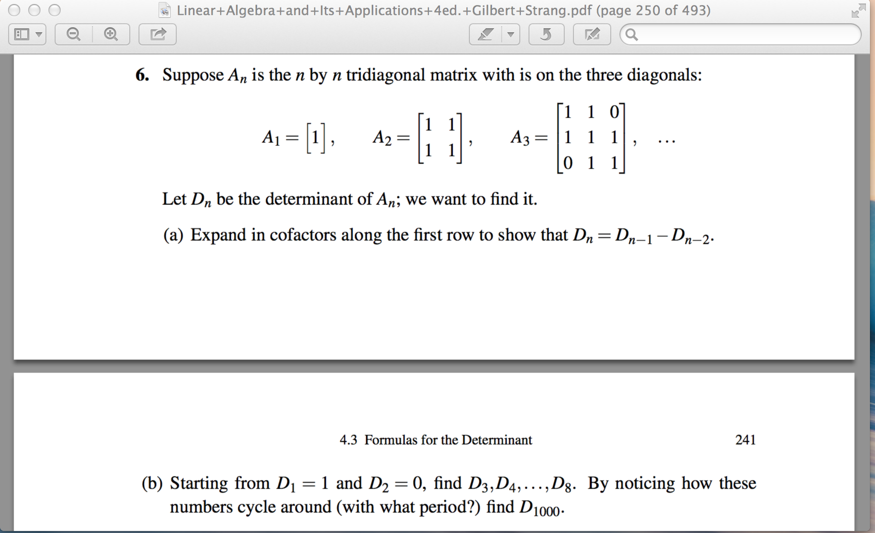 6. Suppose An is the n by n tridiagonal matrix with | Chegg.com