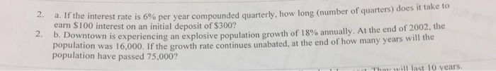 Solved If the interest rate is 6% per year compounded | Chegg.com