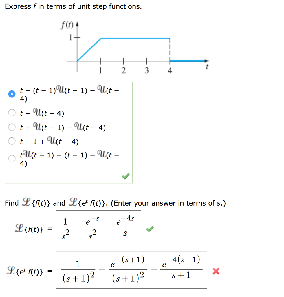 Solved Express f in terms of unit step functions. ft) t - (t | Chegg.com