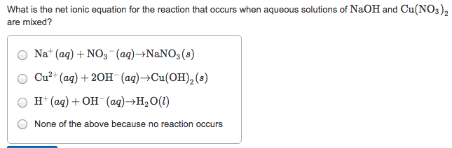 Solved What is the net ionic equation for the reaction that | Chegg.com