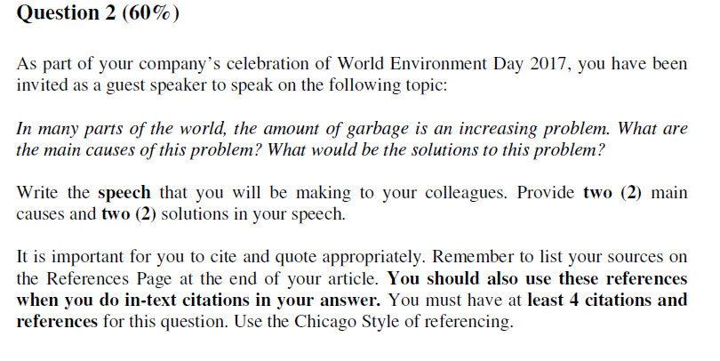 speech writing world environment day