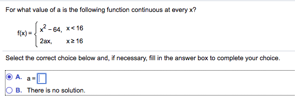 solved-for-what-value-of-a-is-the-following-function-chegg