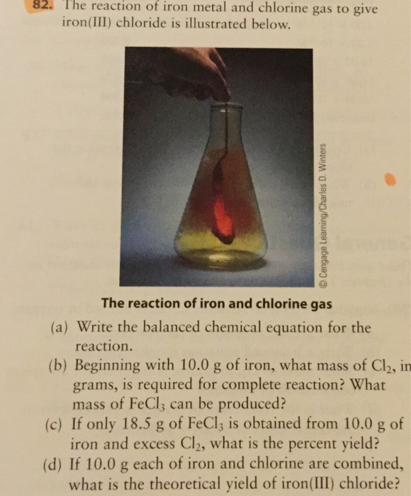 Solved 82. The reaction of iron metal and chlorine gas to
