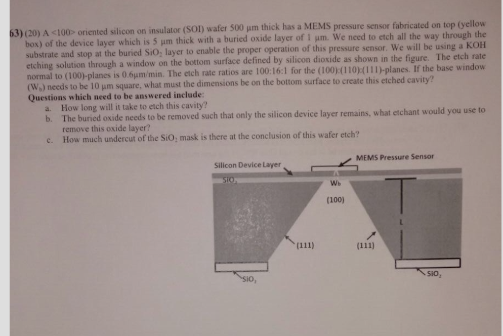 Solved 63) (20) A oriented silicon on insulator (SOI) | Chegg.com