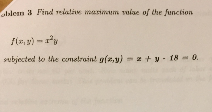 Solved Find relative maximum value of the function f{x, y) | Chegg.com