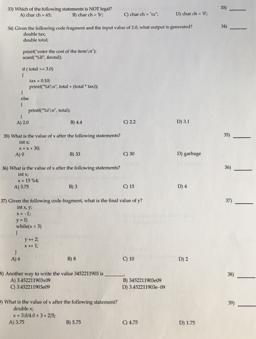 homework packet answers