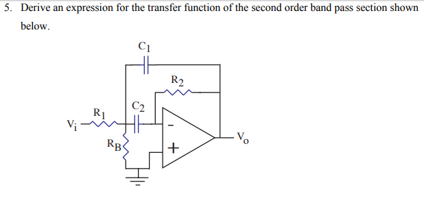 Solved Derive an expression for the transfer function of the | Chegg.com