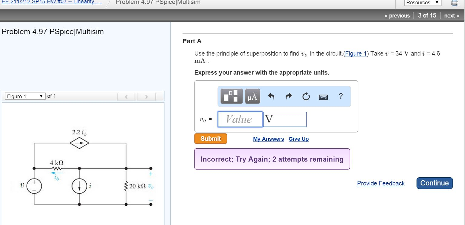 Solved Part A Use The Principle Of Superposition To Find V0