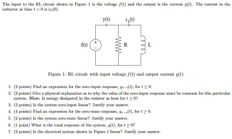 Solved The input to the RL circuit shown in Figure 1 is the | Chegg.com