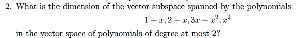 dimension of vector subspace
