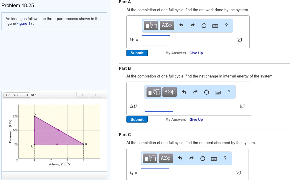 Solved An ideal gas follows the three-part process shown in | Chegg.com