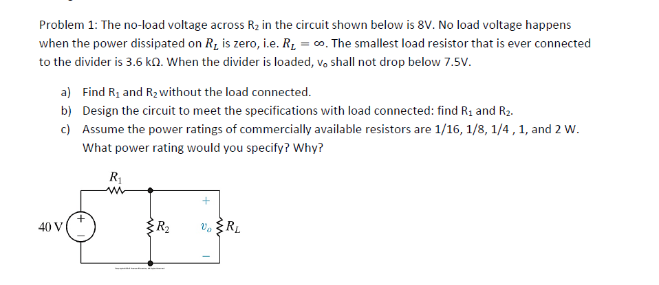 Solved The no-load voltage across R_2 in the circuit shown | Chegg.com