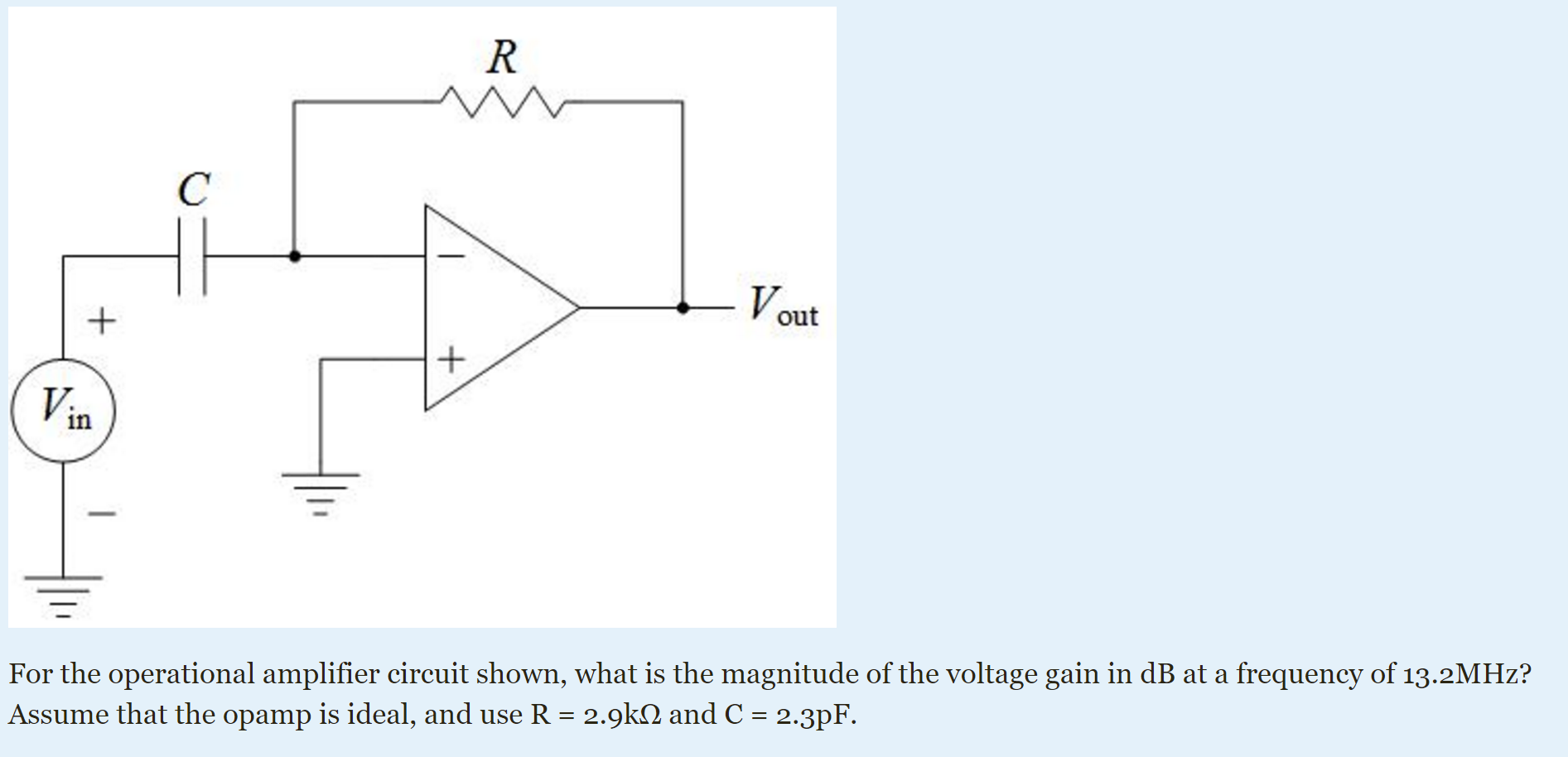 Solved For the operational amplifier circuit shown, what is | Chegg.com