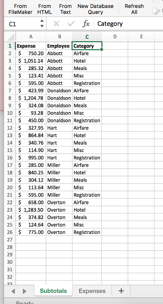 excel chapter 5 travel