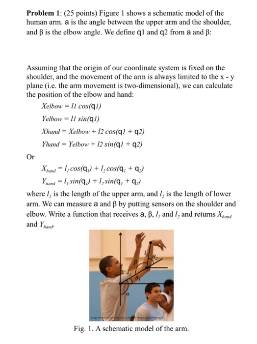 Solved Figure 1 shows a schematic model of the human arm. a | Chegg.com