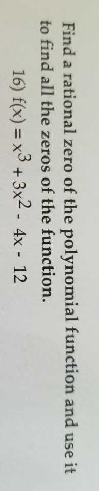 how to find rational zero of polynomial function