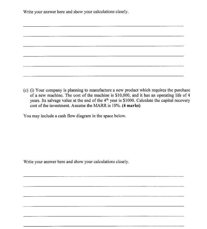Solved Question 5 (20 marks) You may include a cash flow | Chegg.com