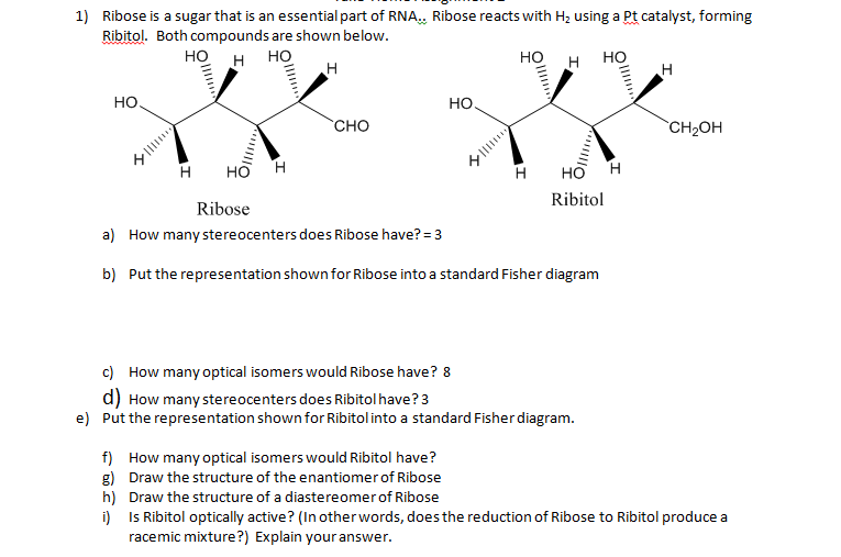 draw the structure of a diastereomer of ribose heidilemelin