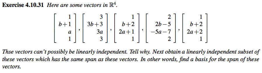 Solved Exercise 4.10.31 Here are some vectors in R4 3 b+3b+3 | Chegg.com