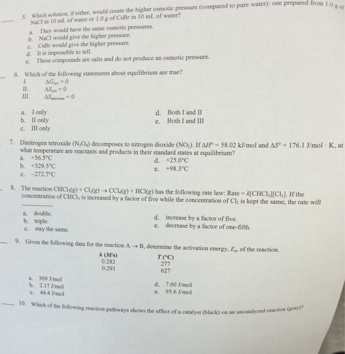 Solved Which solution, if either, would create the higher | Chegg.com