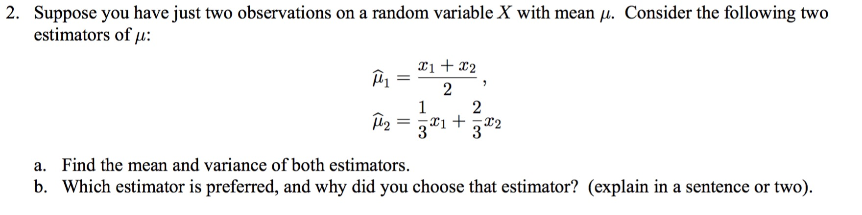 Solved Suppose You Have Just Two Observations On A Random | Chegg.com