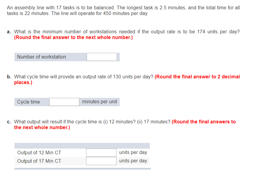 Solved An assembly line with 17 tasks is to be balanced. The | Chegg.com