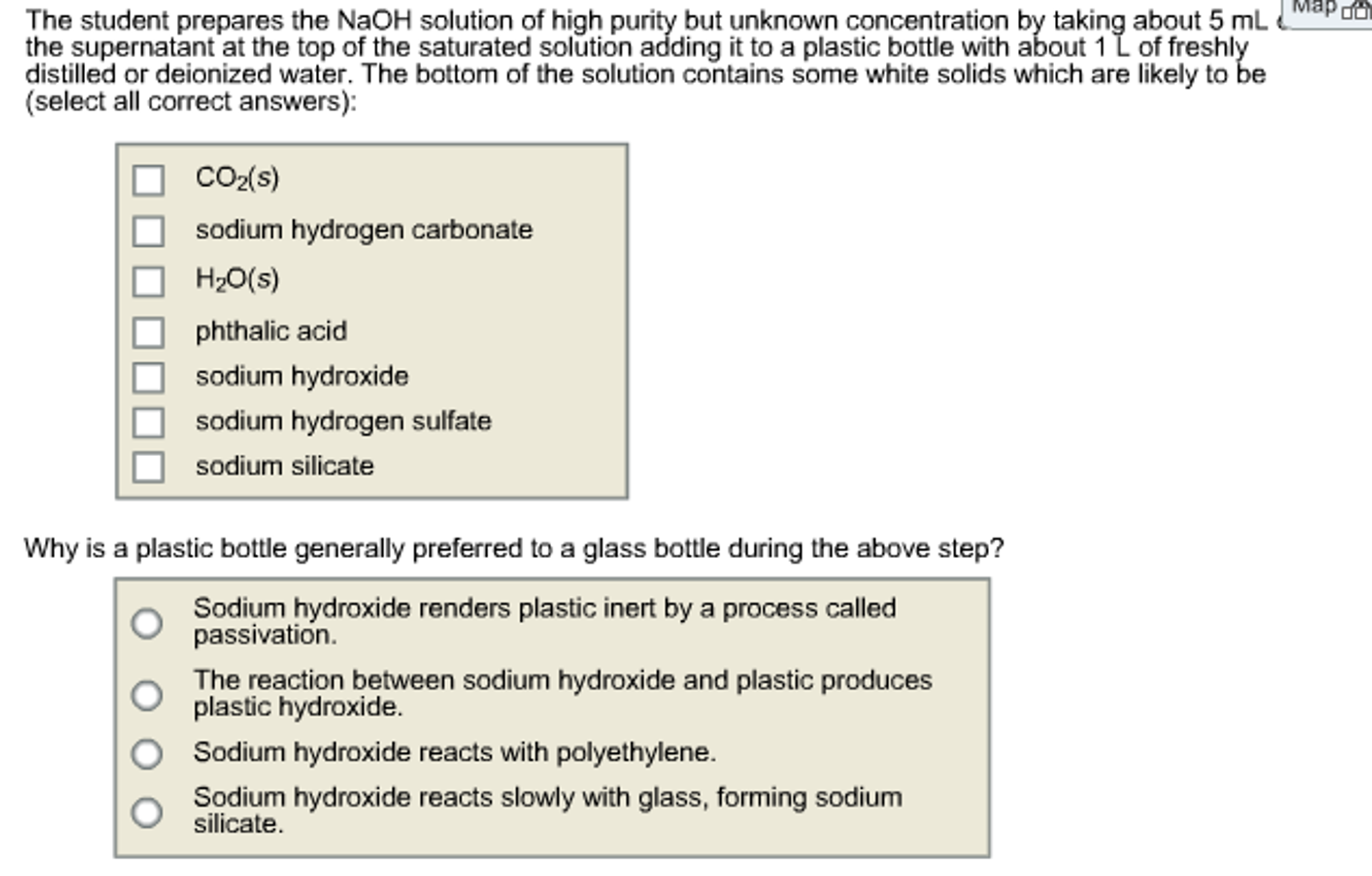 Solved A student prepares a standardized solution of sodium