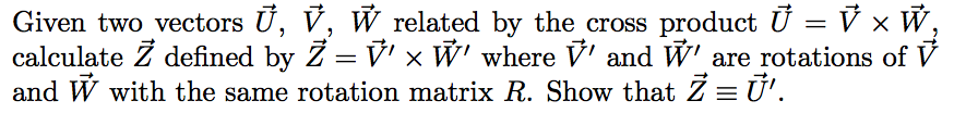Solved Given two vectors U, V, W related by the cross | Chegg.com