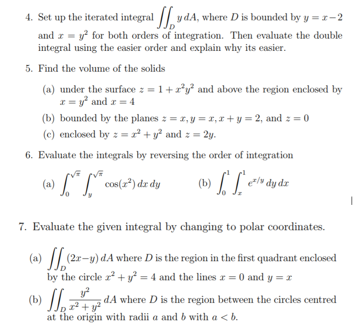 Solved 4. Set Up The Iterated IntegralydA, Where D Is | Chegg.com