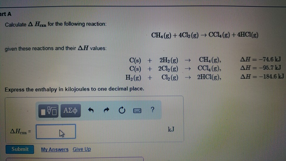 Solved Calculate Delta H rxn for the following reaction: CH4 | Chegg.com