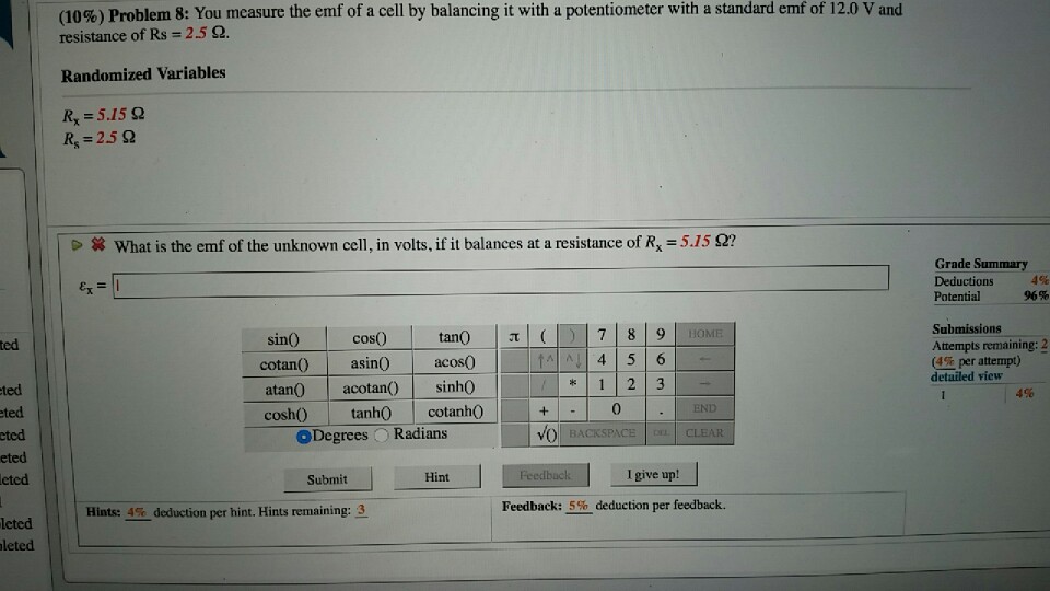 Solved 10 Problem 8 Yo Measure The Emf Of A Cell By Chegg