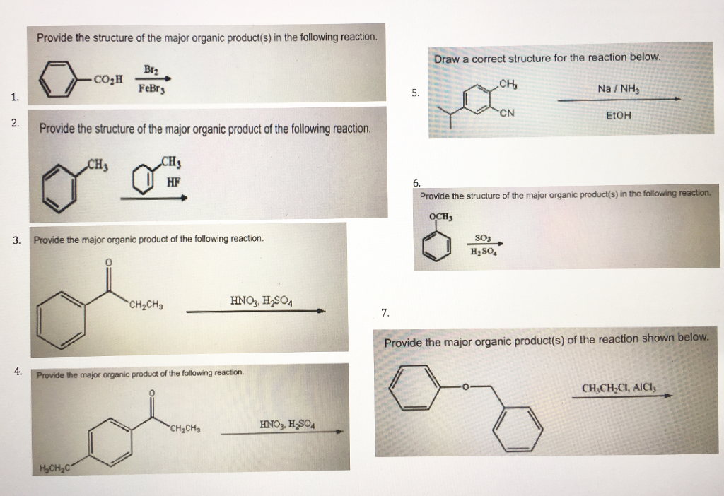 Solved Provide The Structure Of The Major Organic Product S