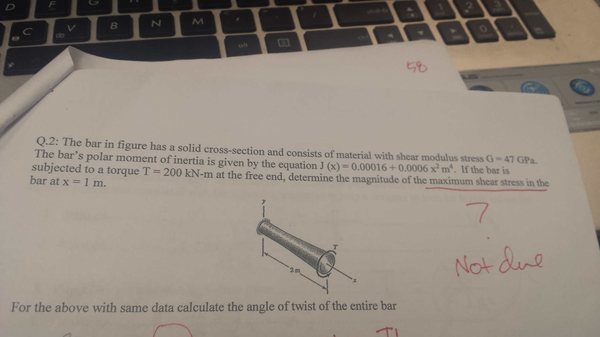Solved Q.2: The bar in figure has a solid cross-section and | Chegg.com
