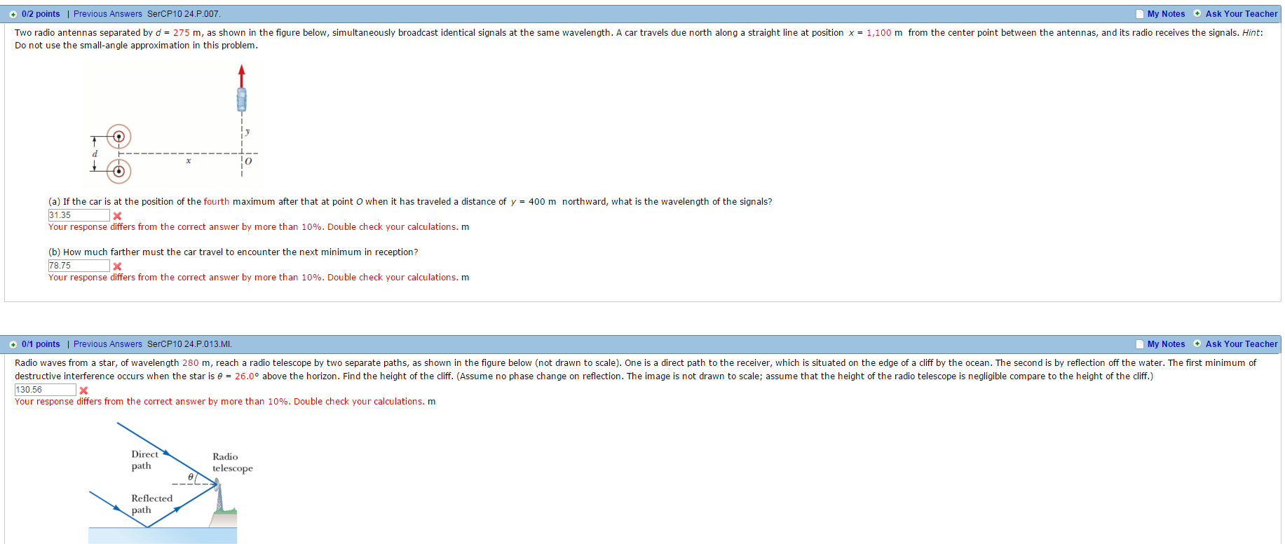 Solved Two radio antennas separated by d = 275 m, as shown