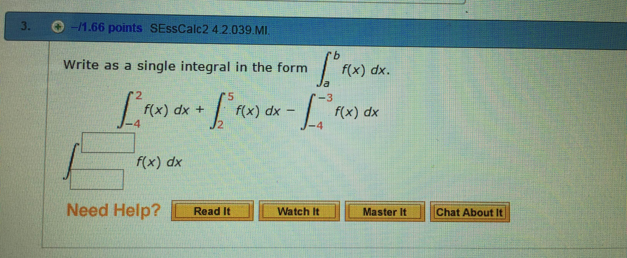 write-as-a-single-integral-in-the-form-f-x-dx-lrax-solvedlib