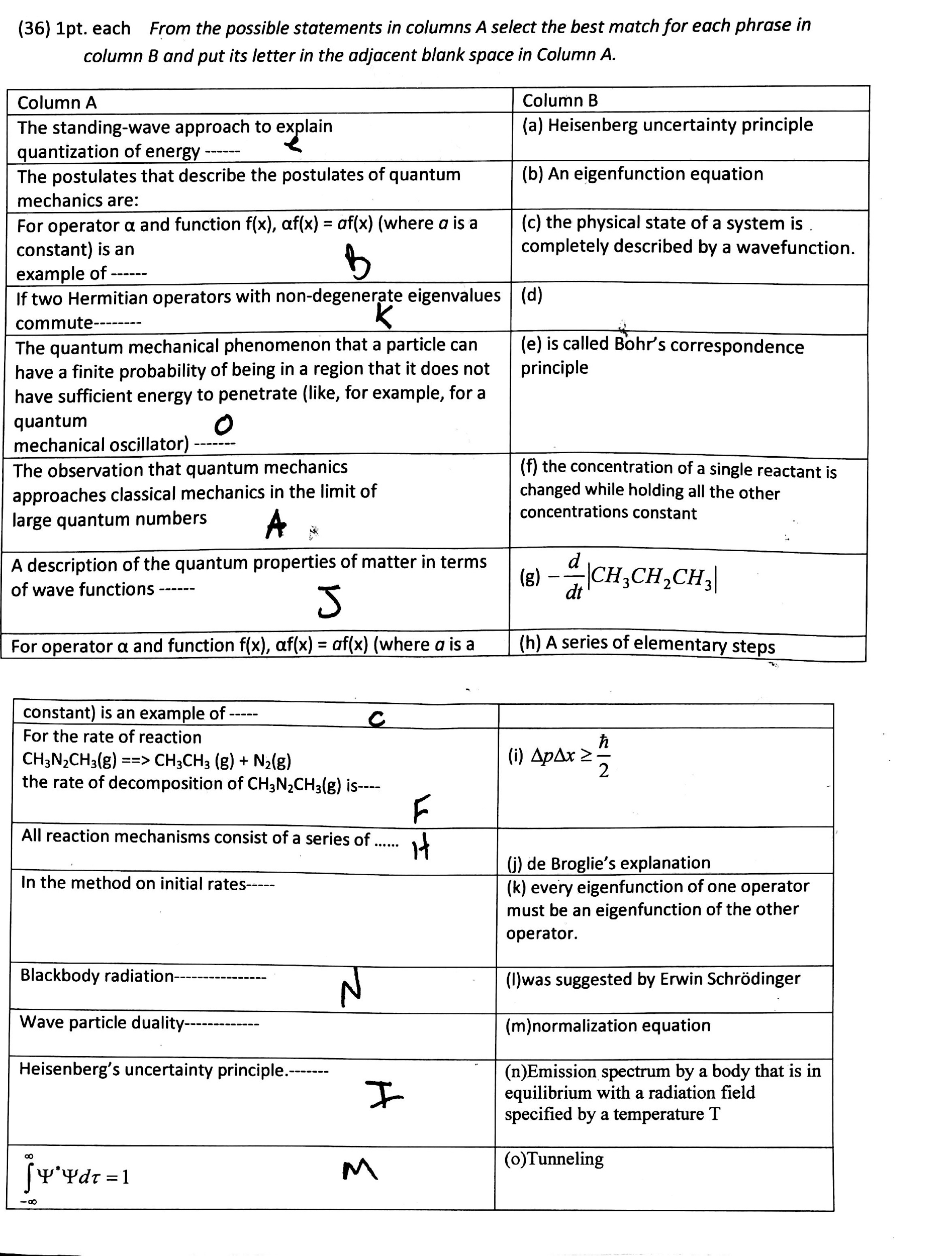 Solved From the possible statements in columns A select the | Chegg.com