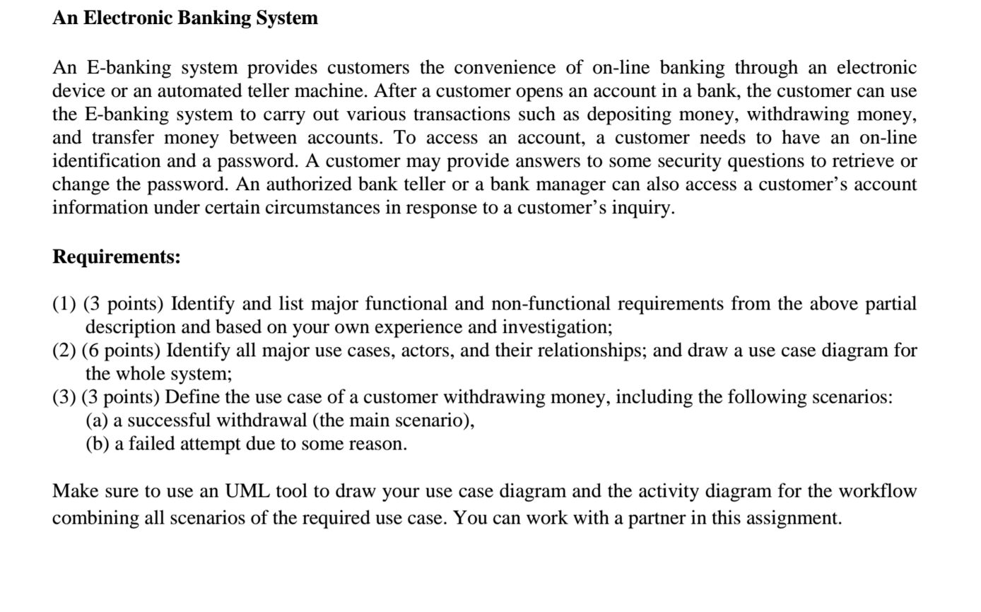 electronic and online banking assignment answers