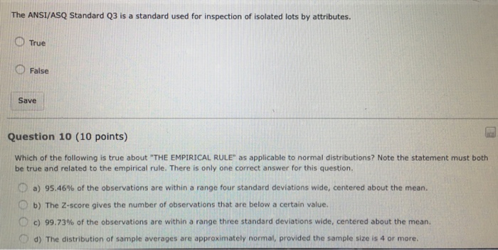 Solved The ANSI/ASQ Standard Q3 is a standard used for | Chegg.com