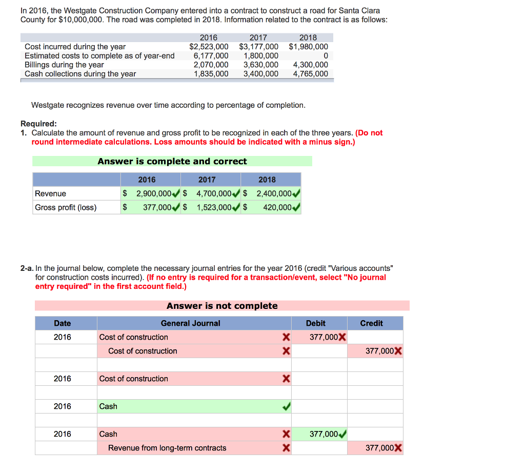 Solved In 2016, the Westgate Construction Company entered