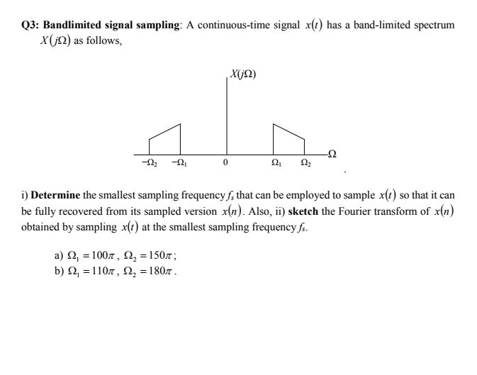 Solved Q3 Bandlimited signal sampling A continuoustime