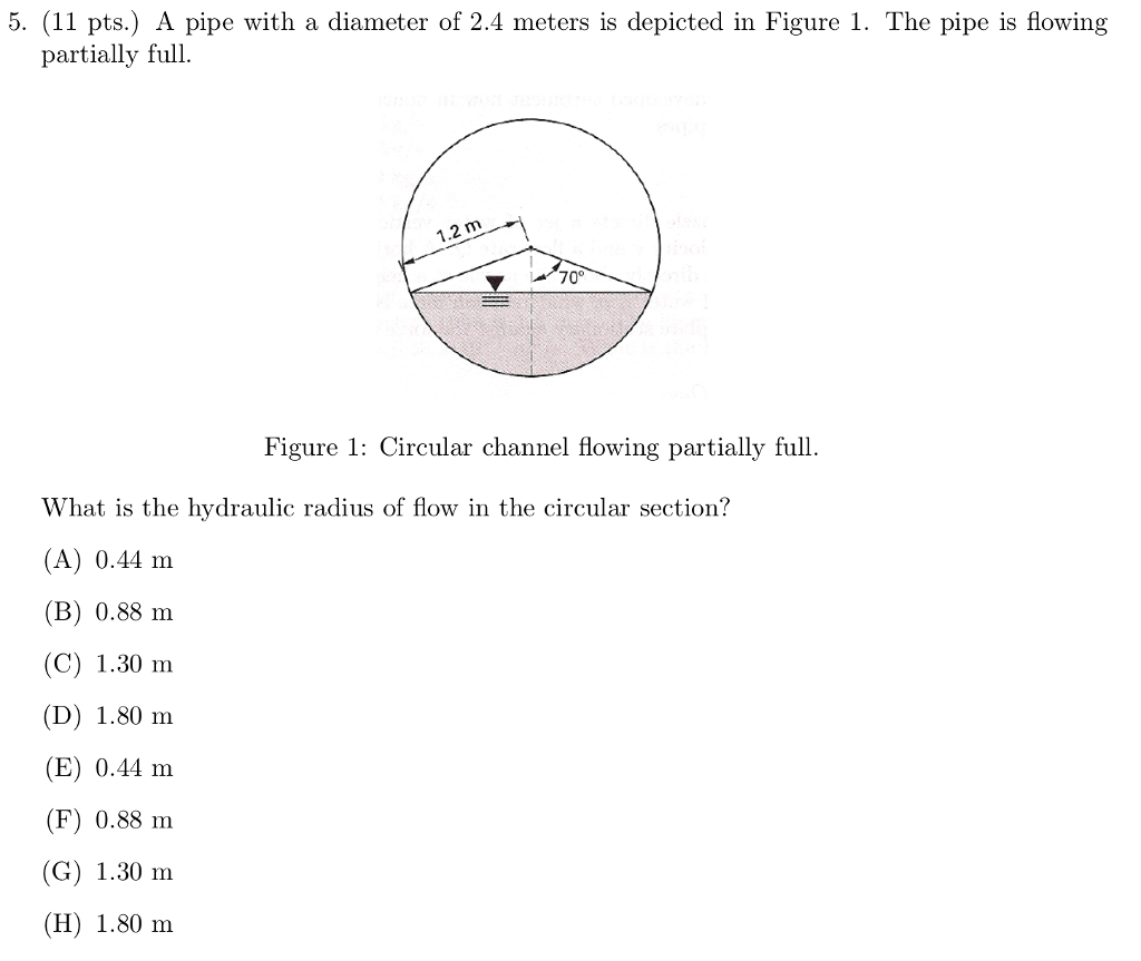 Solved A pipe with a diameter of 2.4 meters is depicted in