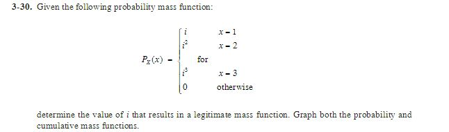 Solved Given the following probability mass function: | Chegg.com