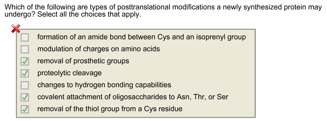 Solved Which Of The Following Are Types Of Posttranslational | Chegg.com