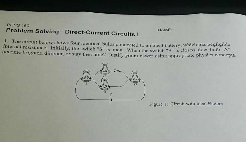 Solved The circuit below shows four identical bulbs