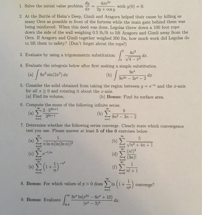 Solved Solve the initial value problem dy/dx = 4xe^2x/2y + | Chegg.com