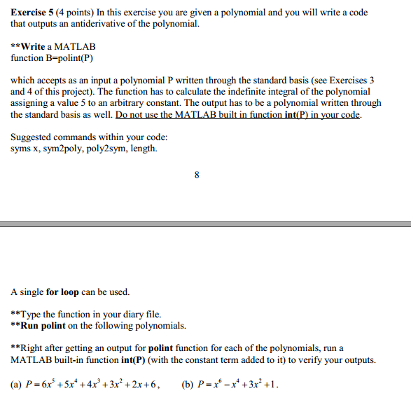 Solved Exercise 5 (4 points) In this exercise you are given | Chegg.com
