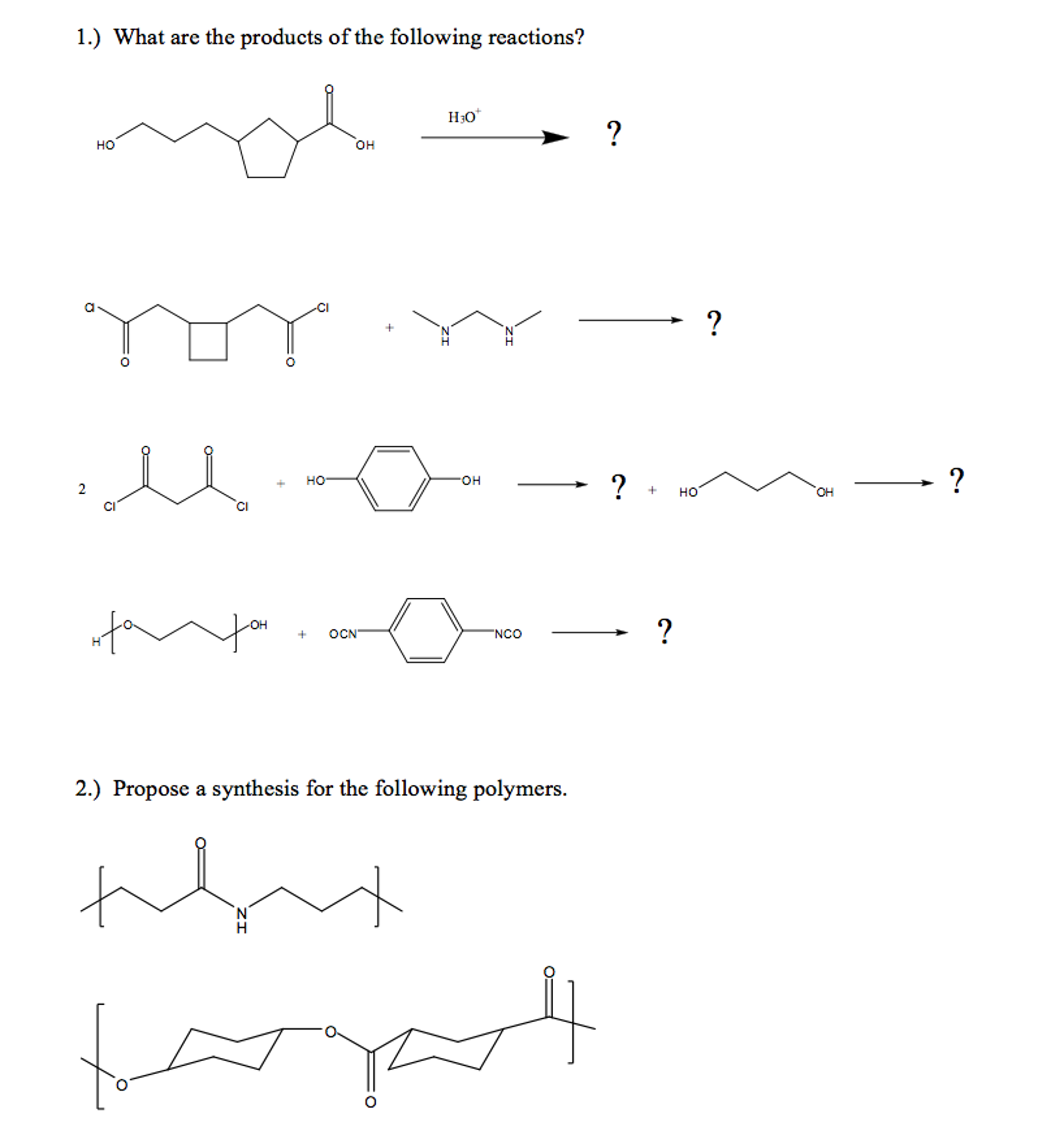 Solved What are the products of the following reactions?